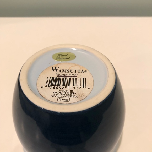 Wamsutta Hand Painted Ceramic Two Toned Brushstrokes Cotton ball/Swans Holder - Picture 5 of 5